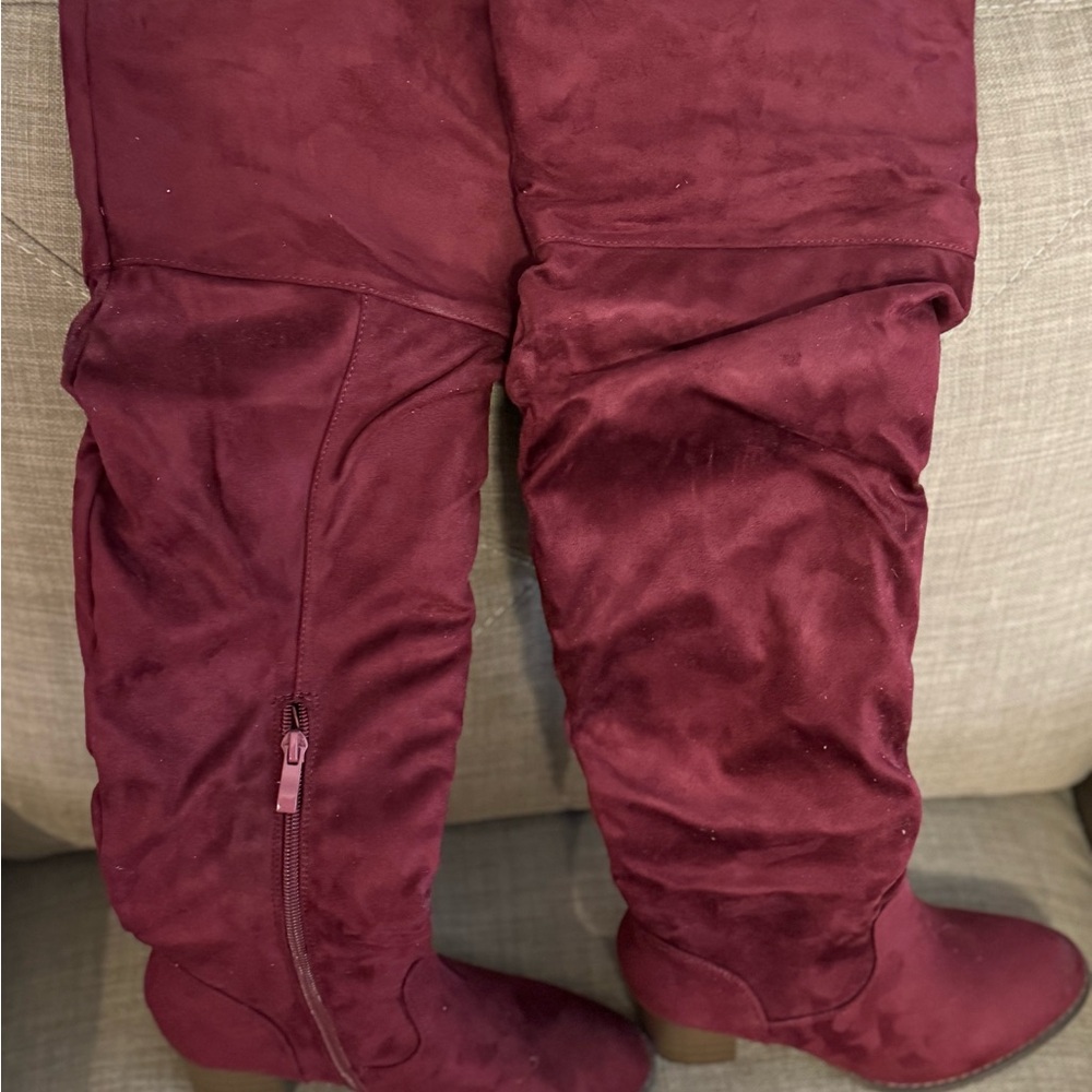 Women's Over the Knee Boots - Burgundy